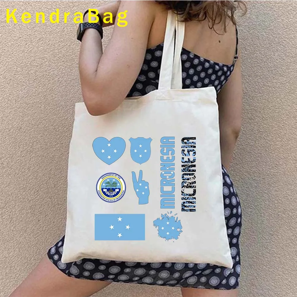 Bolsa Reutilizável para Mulheres, Mapa da Bandeira da Micronésia, Formas Palau, Símbolos Nacionais, Palmeira, Bolsa de Ombro, Shopper Bag, Presentes de Viagem