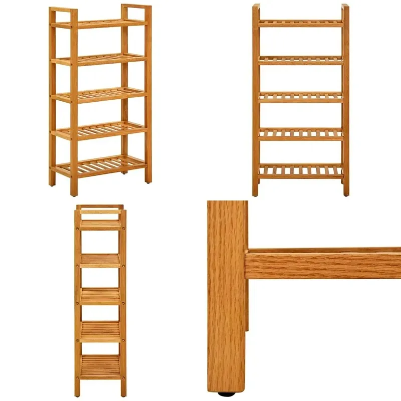 Oak Shoe Rack 5 Shelves Elegant Design 19.7x10.6x39.4 in Storage Organizer