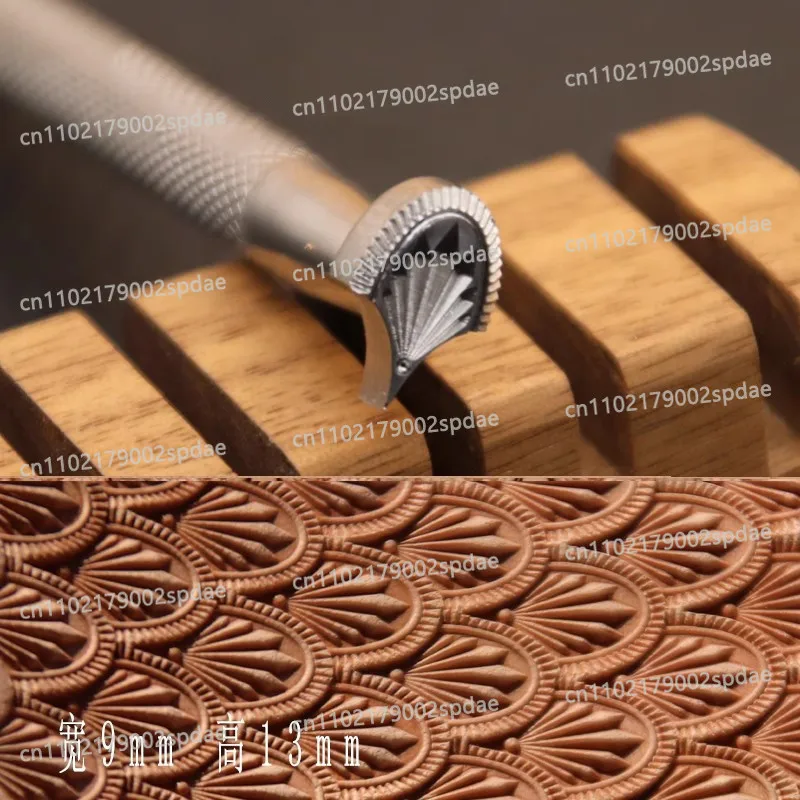 Металлическая печать BK113 с узором в виде ракушки для тиснения по коже, из нержавеющей стали 304, для кожи растительного дубления, 9x13 мм