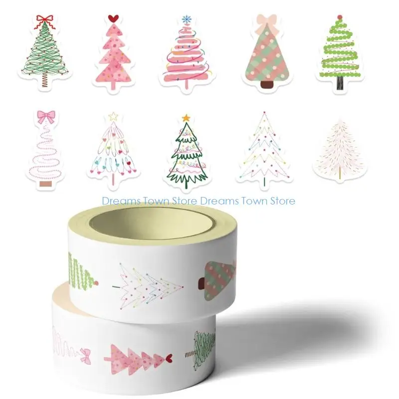 HX6A Christmas Stickers Colorful Tree Holiday Decals Waterproof Adhesive Designs