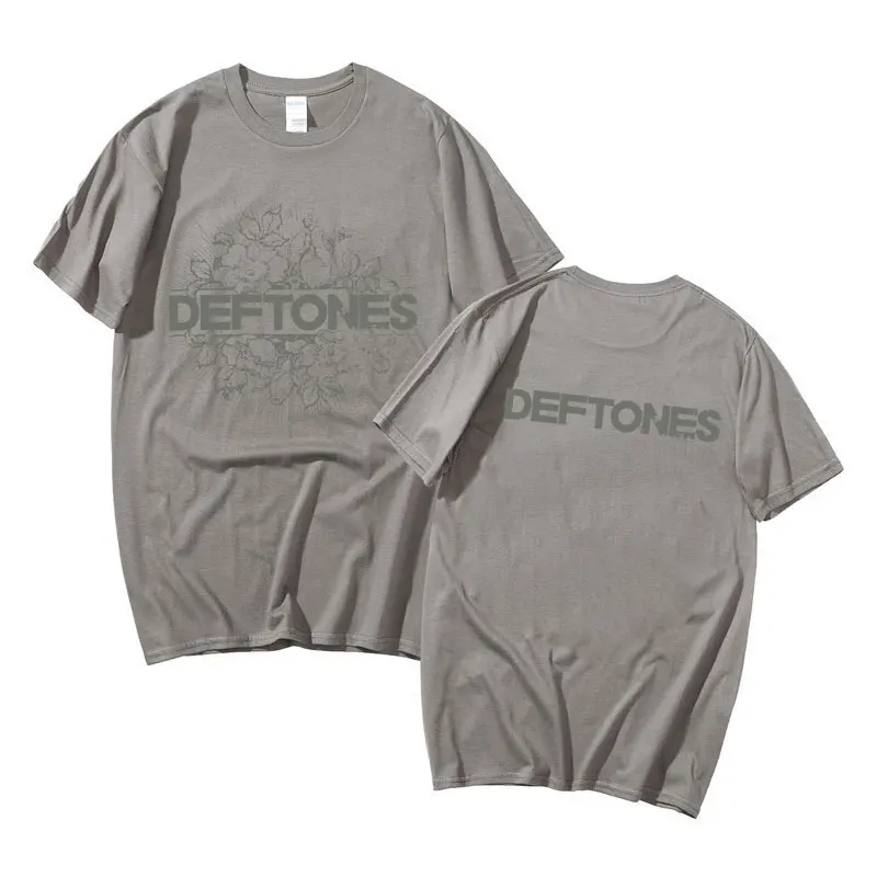 Deftones Floral Burst Double Sided Print T-shirts Men  Punk Rock Band Fashion y2k T Shirt Short Sleeve Summer Man Streetwear