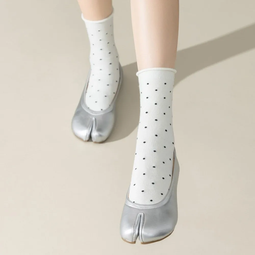 New Polka Dots Two-toed Socks Cotton Ankle Length Split Toe Tabi Socks Breathable Soft Flip Flop Socks Sandal