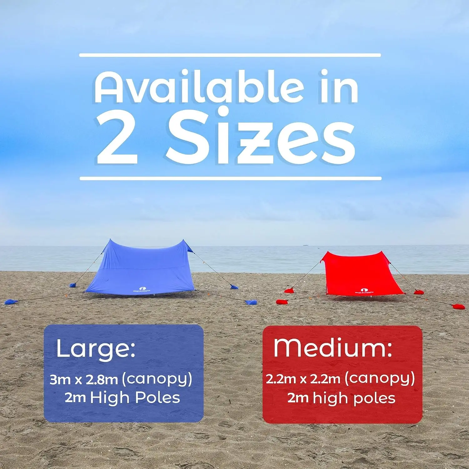 Family Beach Tent & Canopy, UPF50 Sun Shade, Sunshade With 4 Aluminum Poles, 4 Pole Anchors & Sand Shove