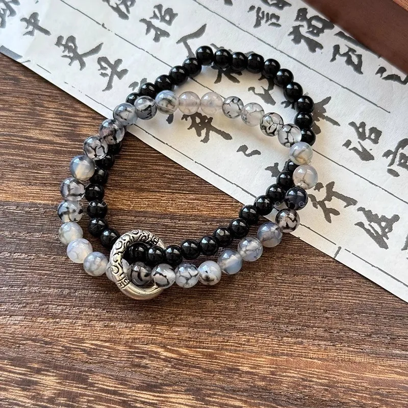 Lotus Beaded Bracelet Translucent Resin Beads Chinese Style Lightweight Premium Zen Elegant Stackable Daily Jewelry Her
