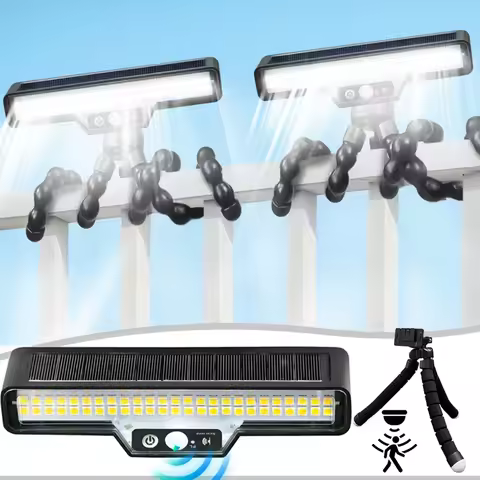 Solar Lights Outdoor with Motion Sensor Octopus Stand Adjustable Angle IP44 Waterproof Fence Light for Garden Deck Fence Camping