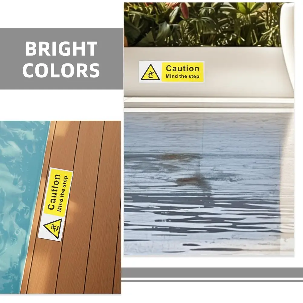 2 Pcs Safety Signs Danger Warning Stickers Self-adhesive Stair Decals Directional