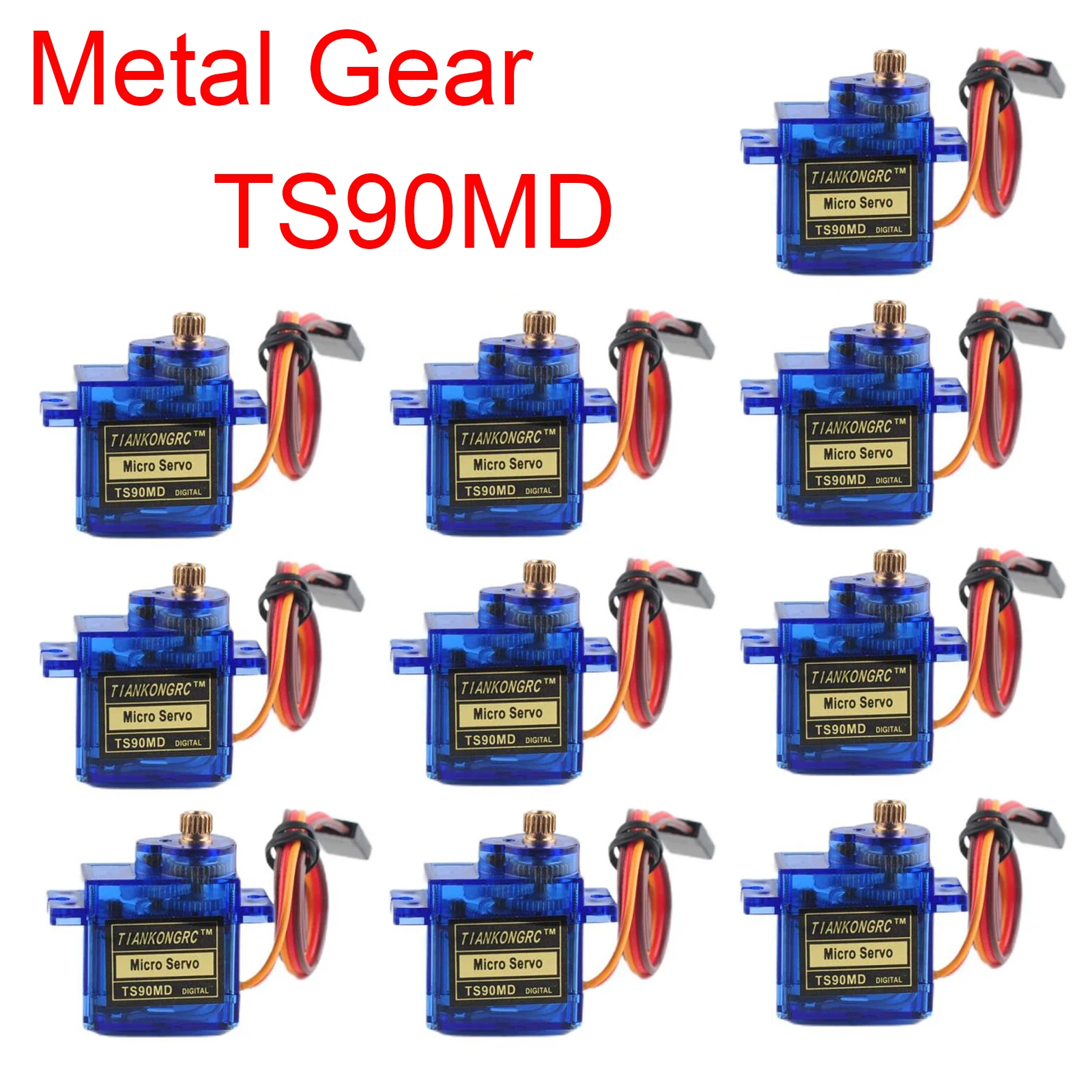 

10PCS TS90MD 9g Digital Micro Servo Full Metal Gear 90/180/270/360° PWM Control for RC Cars Robot Helicopter Plane Drone Boat