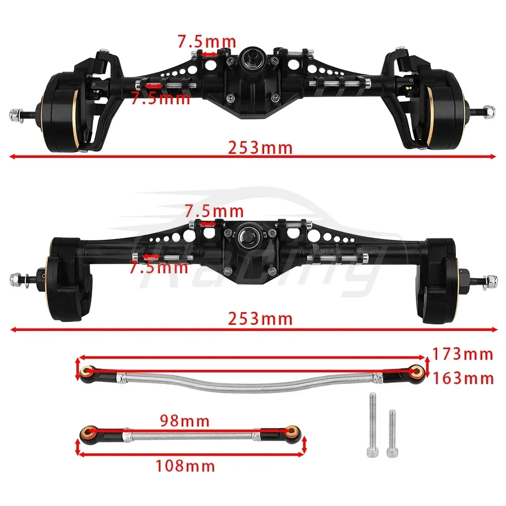 Upgraded Heavy Duty Brass + Metal Front Rear Portal Axles for 1/10 RC Axial Capra 1.9 Unlimited Trail Buggy UTB Currie F9 Parts