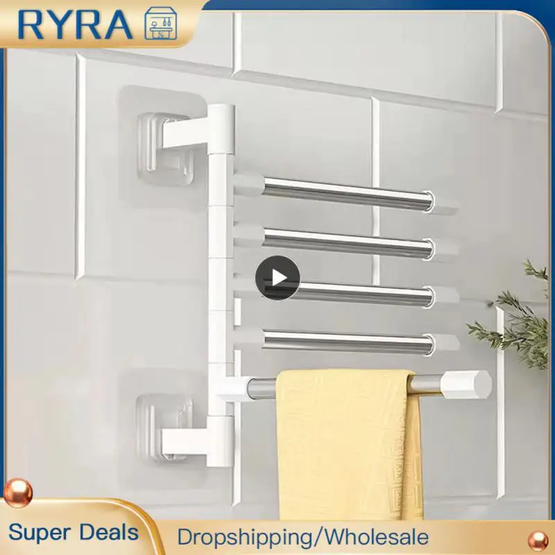 Towel Rack Bathroom Accessories Rotatable Towel Holder Space Aluminum 2/3/4/5/6/7/8 -Bar Hanging Wall Mounted Towel Hanger