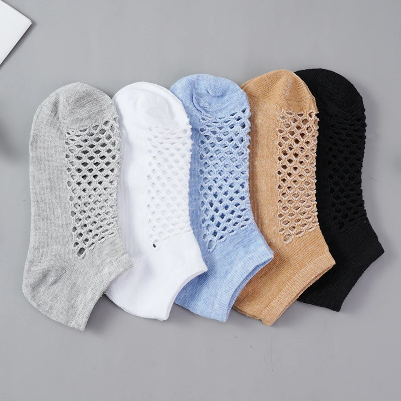 4 Pairs/Lot Hollow Out Men's Short Socks High Quality Thin Low Tube Sokken Fashion Breathable Casual  Ankle Cave Mesh Funny Sock