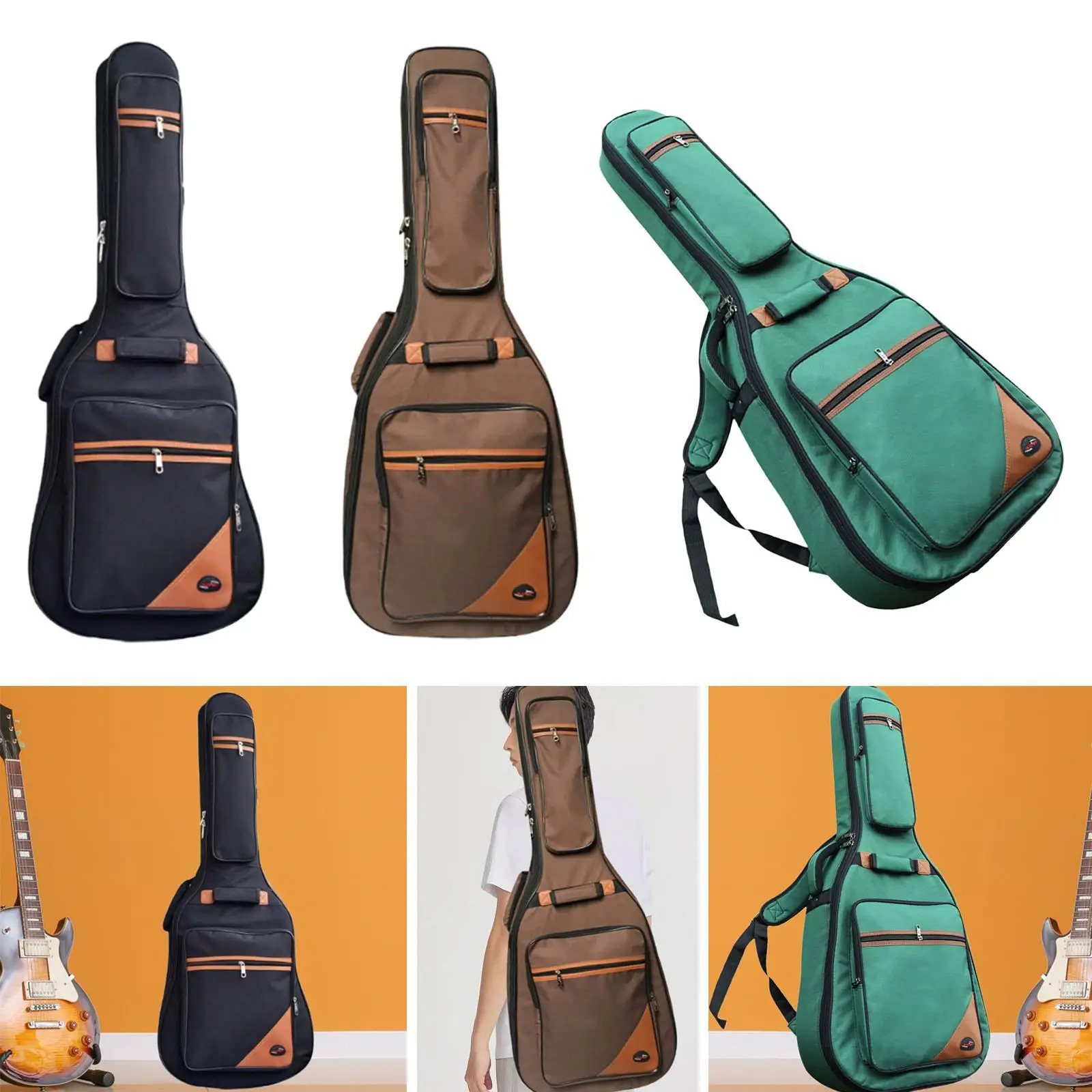 Bolsa de guitarra 42 pulgadas impermeable doble hombro suave grueso acolchado funda de guitarra