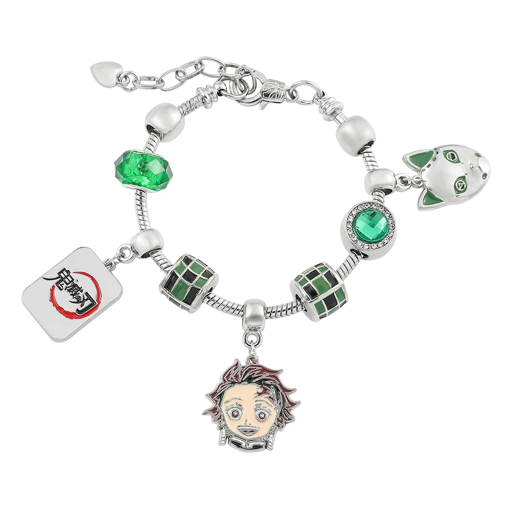 Anime Bracelet with Mask Pendant, DIY Beaded Accessories, Gift for Girls