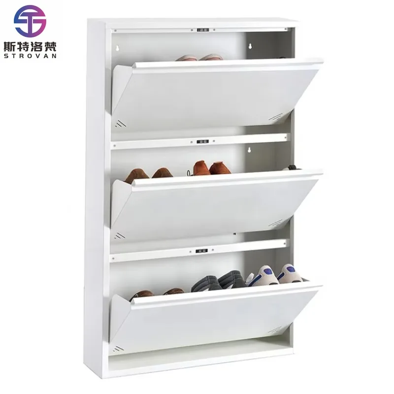 Zapatero de diseño Simple, cubo abatible de acero ultrafino, conjunto de gabinete para zapatos, colgante de pared, Arca pequeña para porche familiar