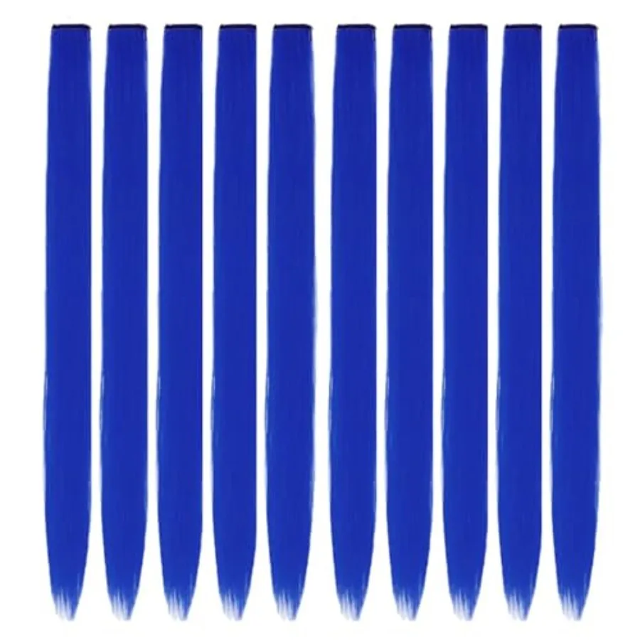

Hair Extension Clips 10pcs in Deep Blue 20 Inch Straight Hair Synthetic Fiber Hairpieces for Party