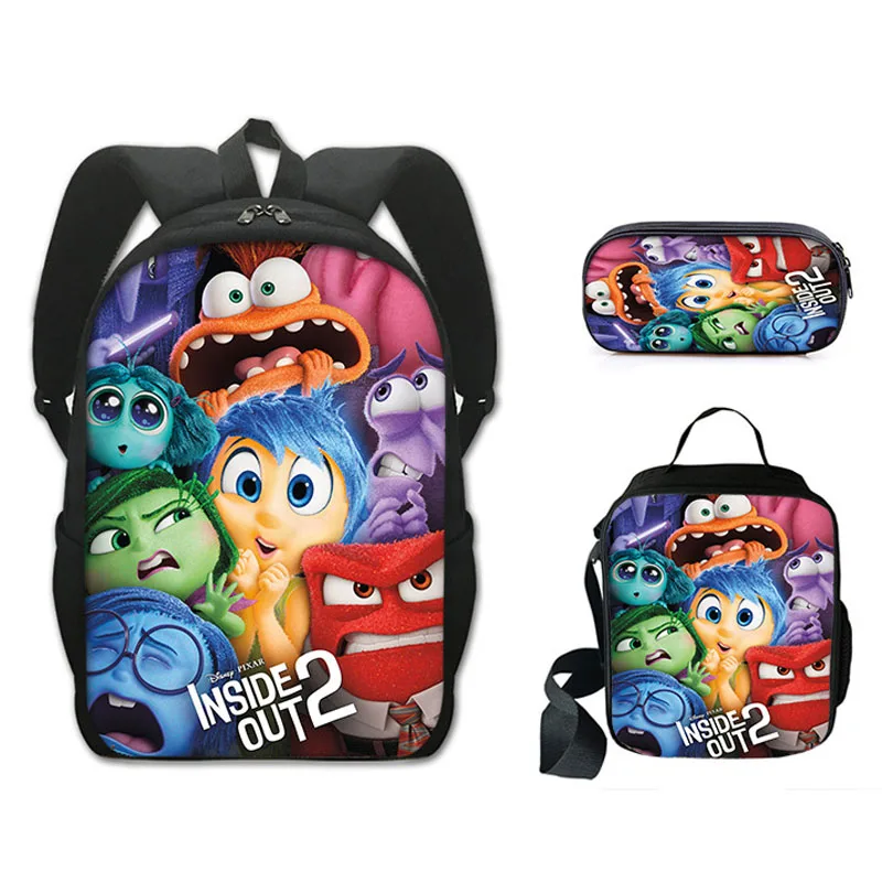 

Inside Out 2 Backpack Lunch Bag Pencil Bags Set Animation Peripherals Anxiety Disgust Envy Pencil Bag Insulation Bag Set