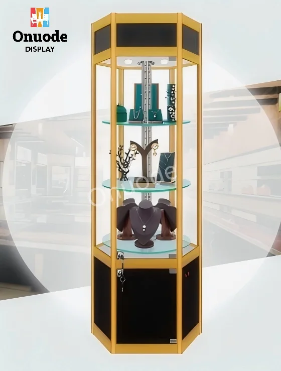 Custom.Custom Rotating Glass  Display  Jewelry Display Showcase for Retail Store Exhibitions and Showcases