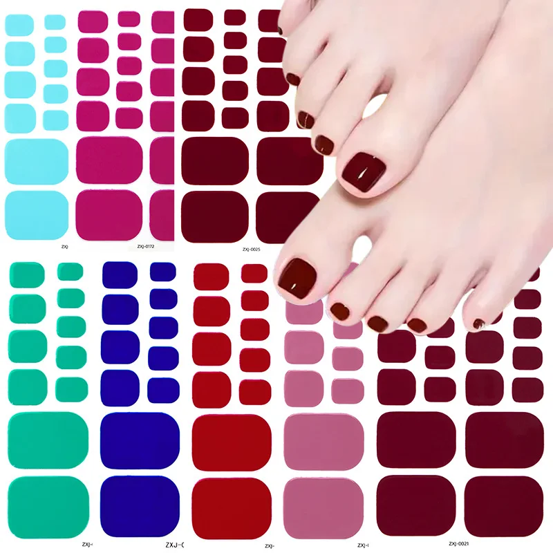 Popular Solid Color Simple Toe Nail Sticker Girl White Waterproof Nail Sticker Can Be Repeated Multi-color Optional