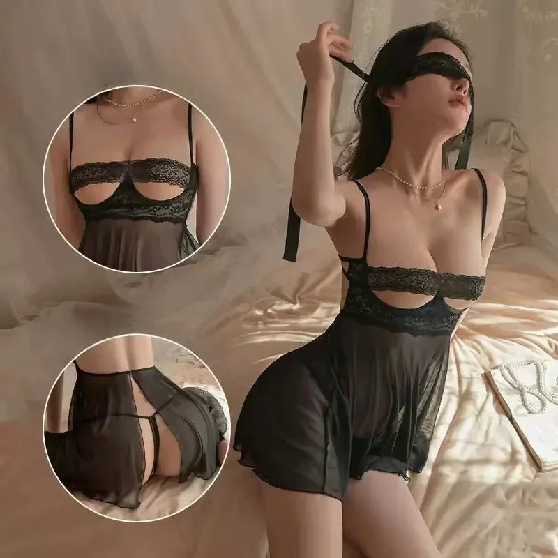 Women Erotic Lingerie Female Temptation Open Gear Free Sling Lace Nightgown Sexy See-through Pajamas Sexy Suit Lingerie Porn