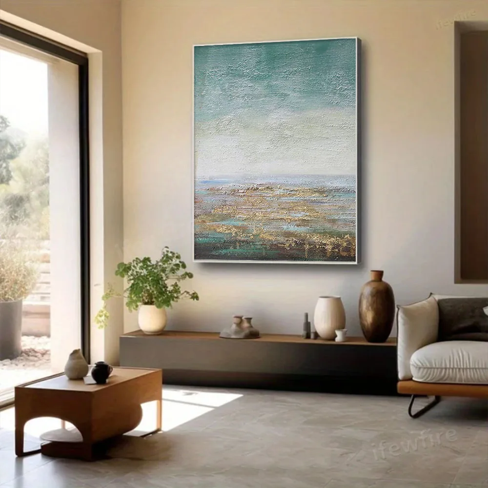 

100% Hand Painted Gold Canvas paint decor Living Room large Wall art picture for home decor Mural Handmade Abstract oil painting