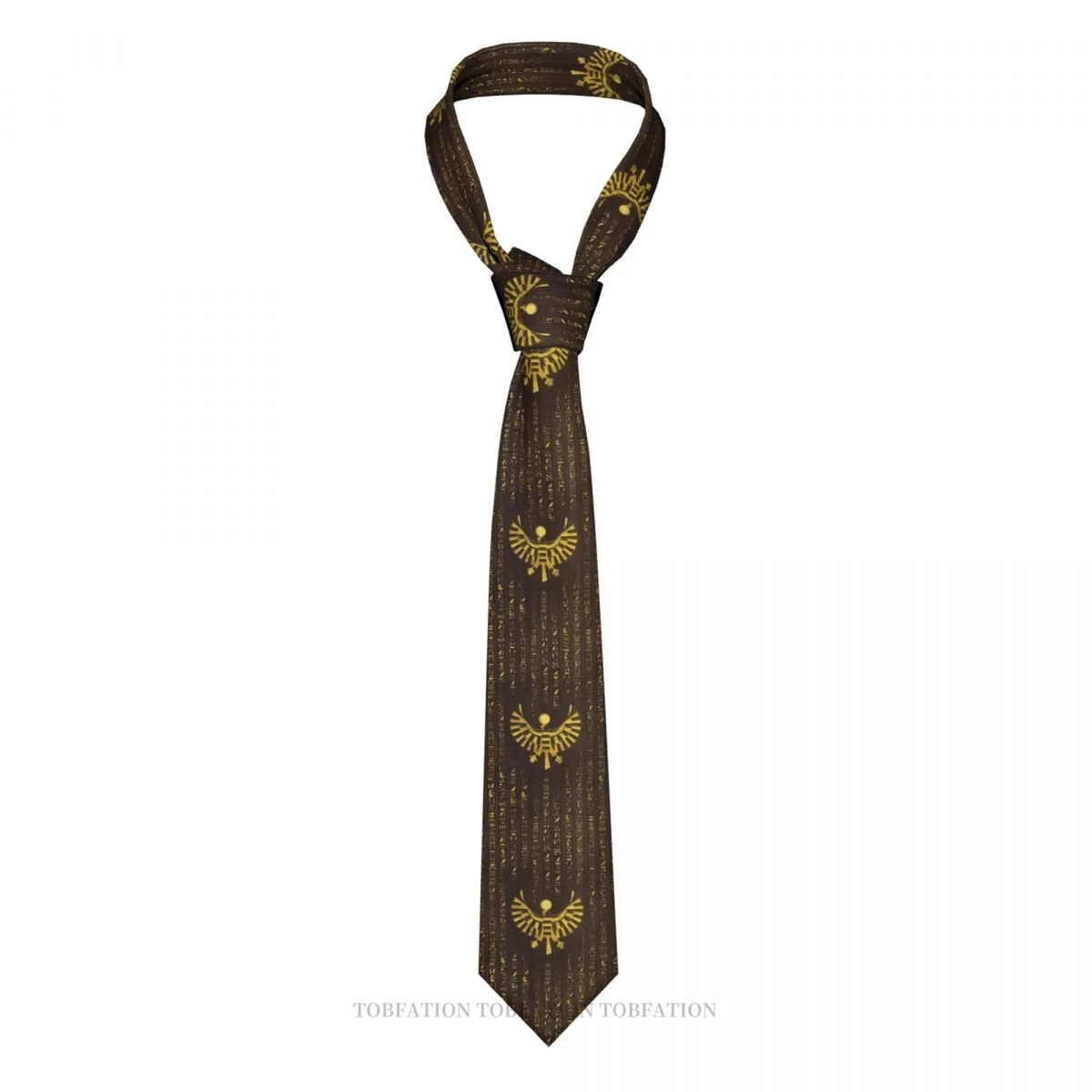 

Golden Horus Falcon And Hieroglyphics Print Ties Egyptian Mythology Casual Unisex Neck Tie Daily Wear Narrow Striped Slim Cravat