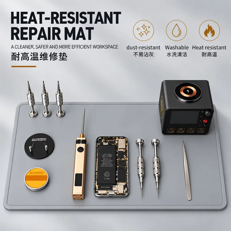 KEGUAN Electronic Repair Silicone Mat Oil Proof Anti Static Heat Resistant for Phone Soldering Repair Pad Tools