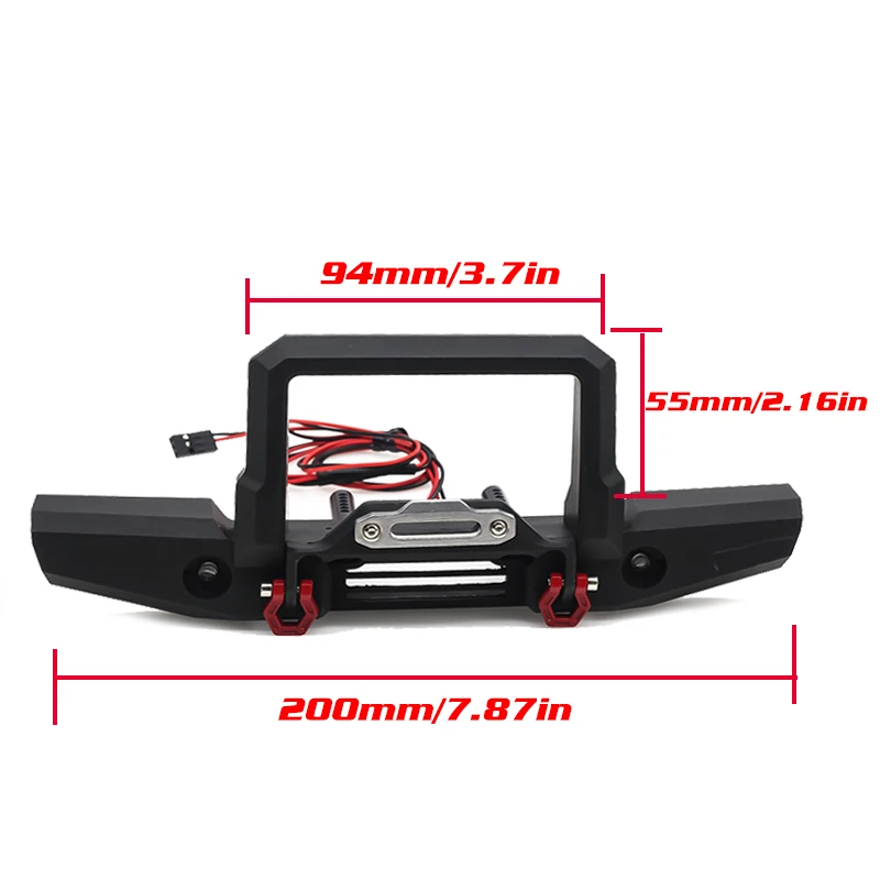 RC Car Metal Front Bumper with Led Light and Rear Bumper for 1/10 RC Crawler  TRX-4 TRX-4 Axial SCX10 Upgrade Parts