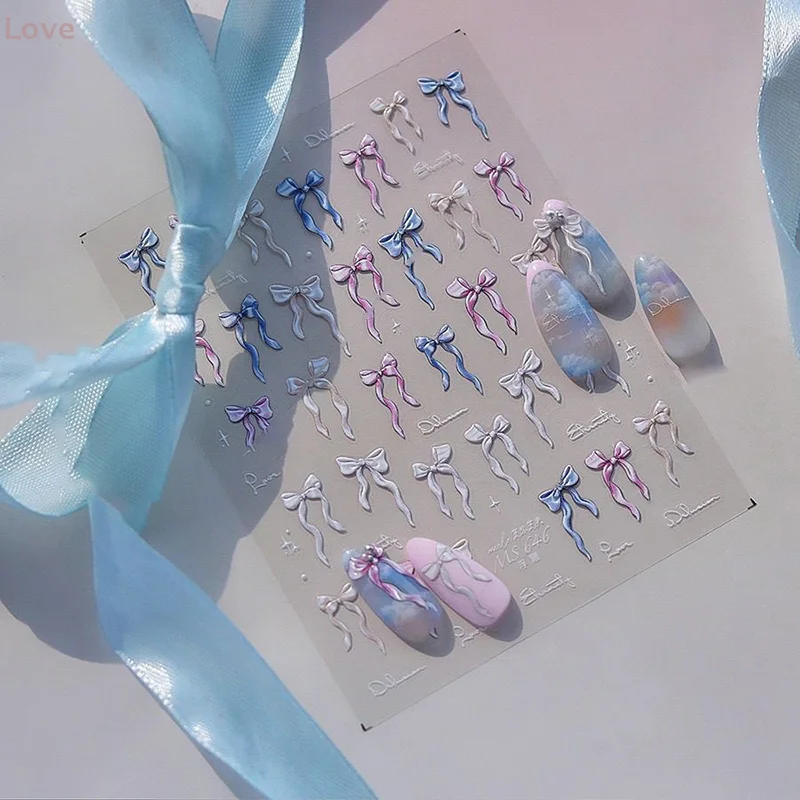 [L&P] ملصقات أظافر على شكل فيونكة خفيفة لامعة على شكل صدف أورورا 5D تصميم فني للأظافر شارات تزيين لتقوم بها بنفسك مانيكير