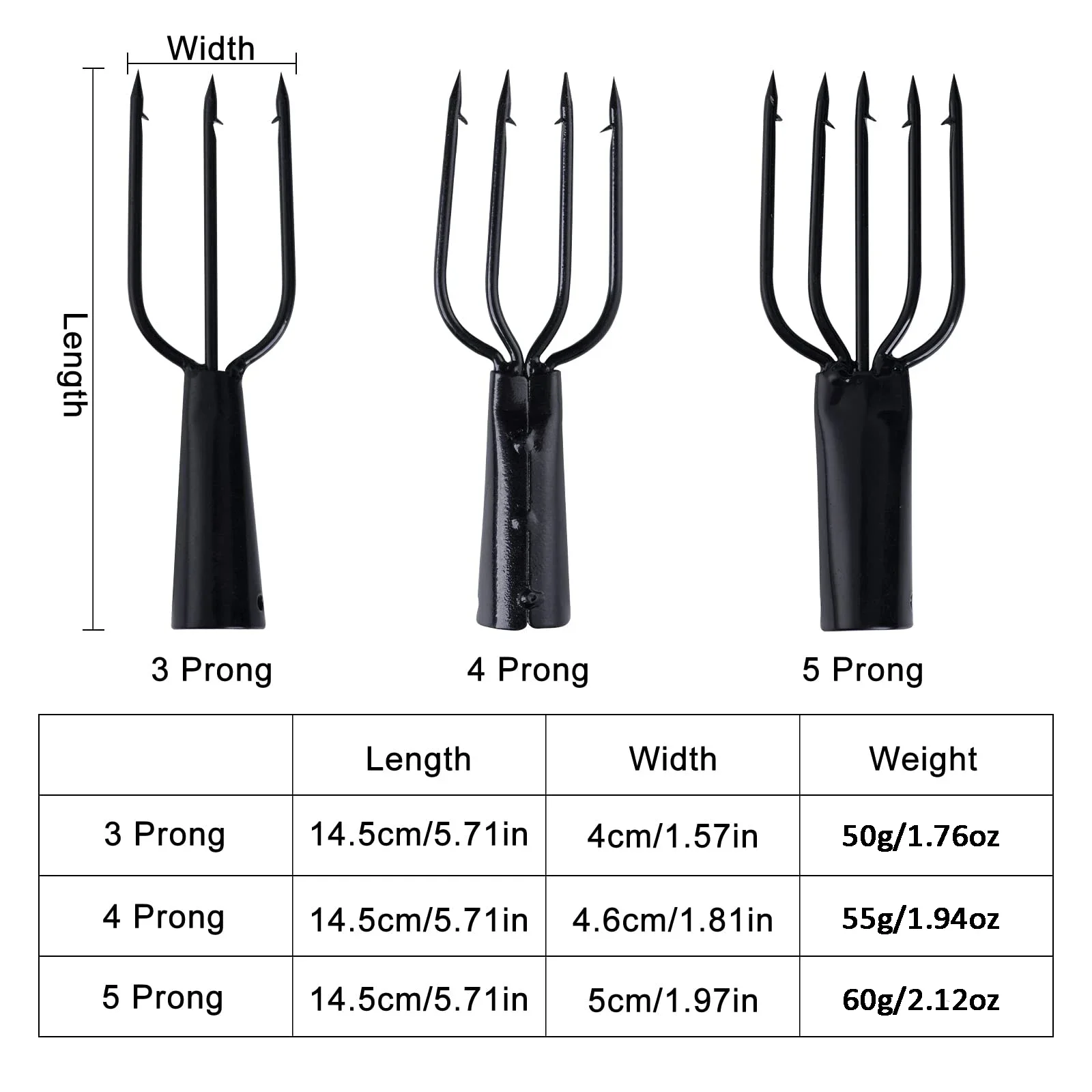 Forks 14.5cm Steel Barbed Prong Rod Fork Fishing Gaffs Fishing Harpoons 3/4/5 Prong Fish Rods Fish Tools