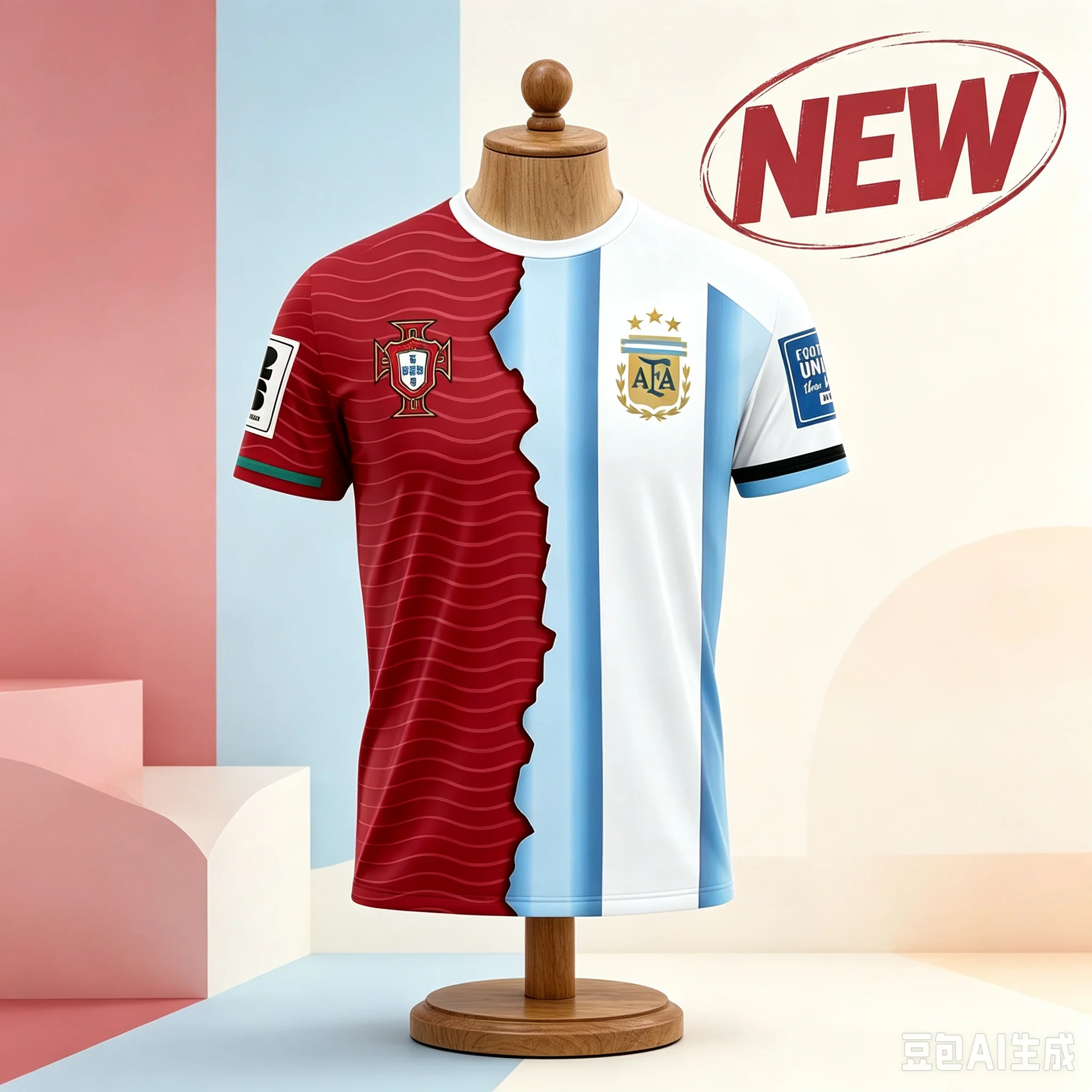 2026 Messi Ronaldo Retirement Commemorative Jersey Football Stars Fusion Design Argentina Portugal Fan Souvenir Sports T‑Shirt