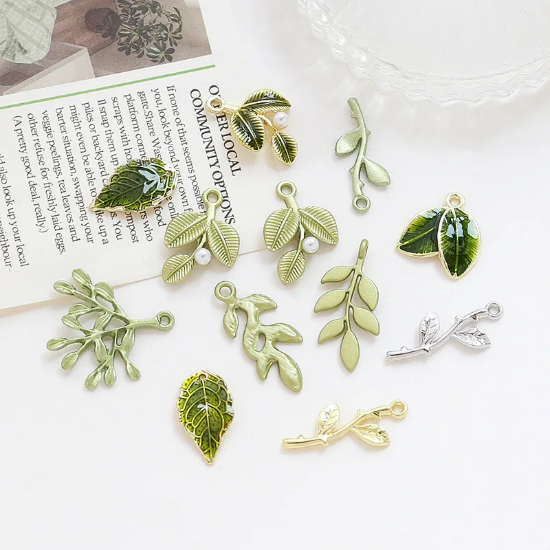 10PCS Vintage Delicate Willow Leaves Charm for Women\'s Pendant Necklace DIY Jewelry Making Lovly Accessories