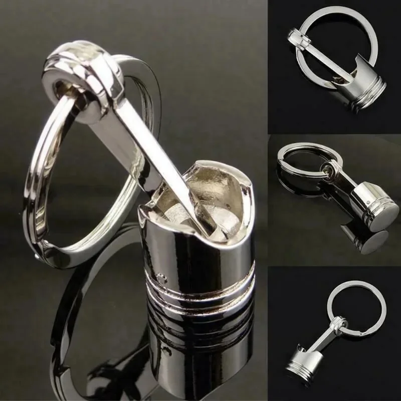 1pc Universal Car Metal Piston Model Keyring Keyfob Key KeyChain Decor Car Creative Engine Piston Style Keychain Car Accessories