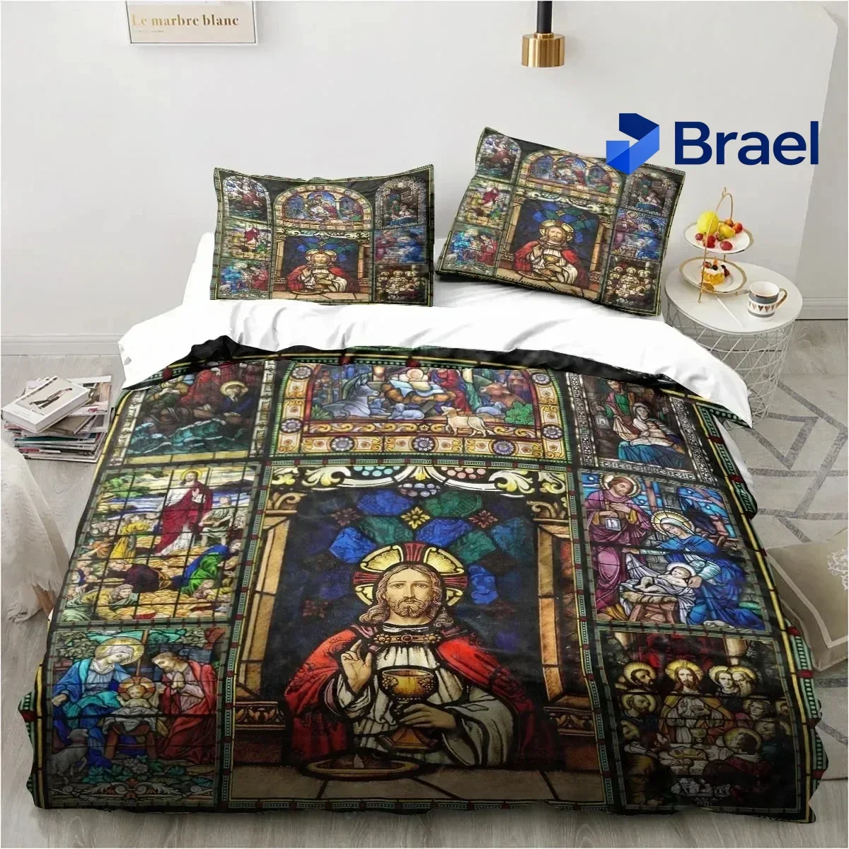 Exquisite Jesus Christ Church Mary Christian Religious Bedding Set Duvet Cover Bed Set Quilt Cover Pillowcase Comforter King Que