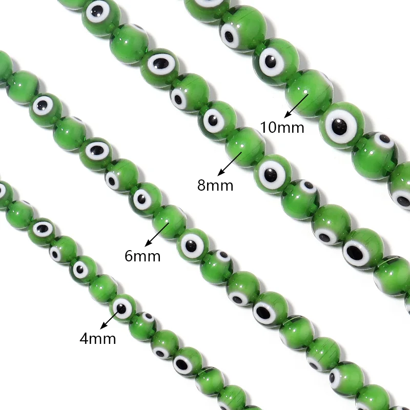 Apx35-90pcs/Strand 4 6 8 10mm Multicolor Evil Eye Beads for Jewelry Making Lampwork Glass Turkish Eye Beads DIY Bracelet Earring