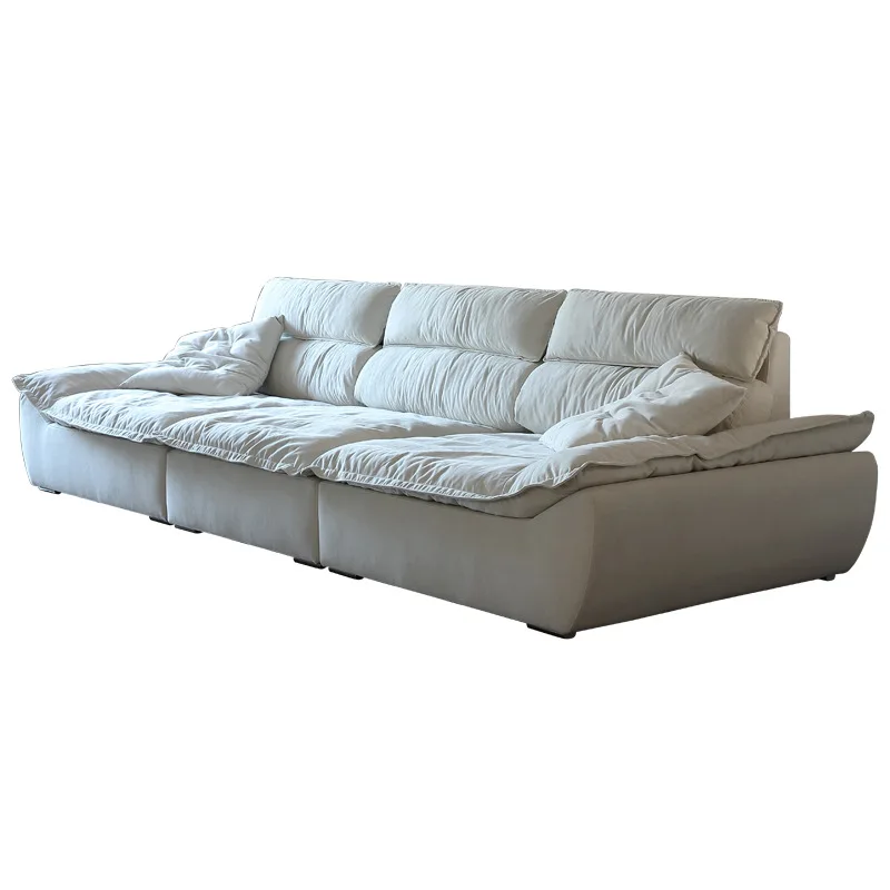 

Italian light luxury cream style fabric sofa backrest adjustable super wide sitting deep cat paw cloth baxter sailboat