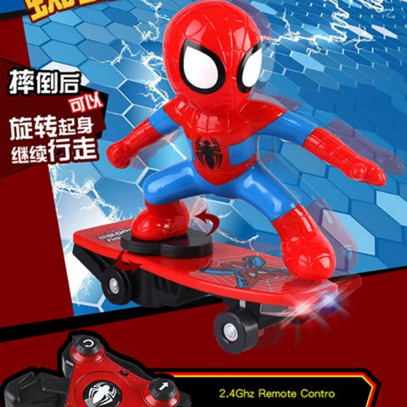 New Kids Anime Spiderman Automatic Flip Rotation Skateboard Acousto-Optic Car Ultraman Electric Music Stunt Scooter Toys Gifts