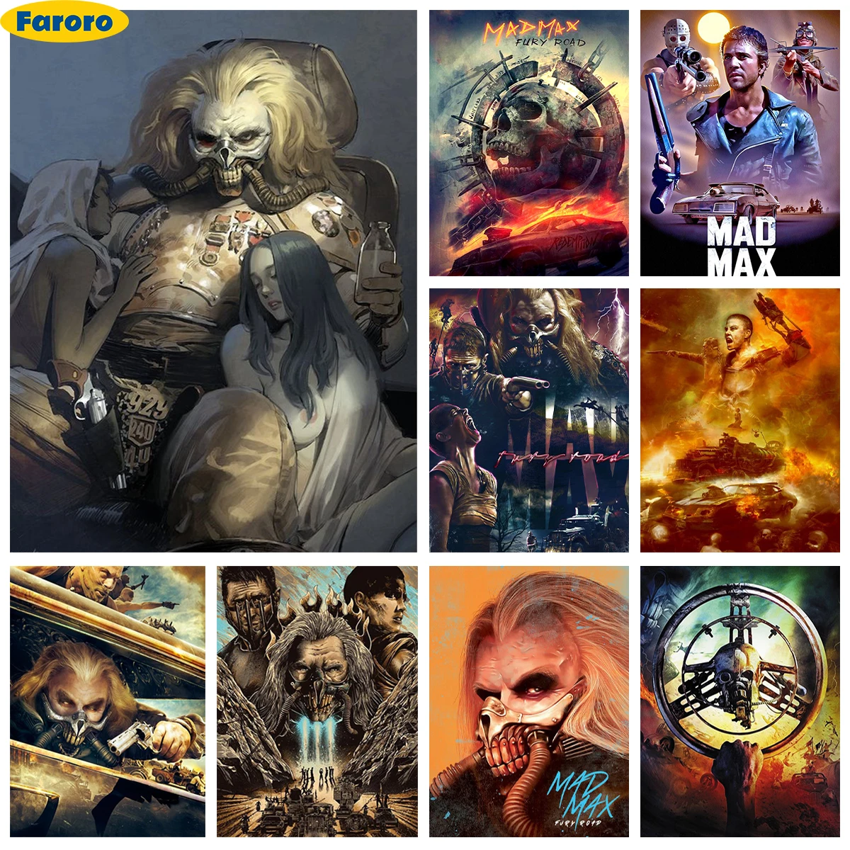 M-Mad Max AB Diamond Painting Kit Adventure Movie Poster Diy Diamond Embroidery Cross Stitch Mosaic Home Wall Decor Hand Gift