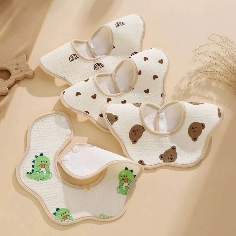 Waterproof Cotton Gauze Baby Bibs New Absorbent Saliva Towel Newborn Burp Cloths Bandana Scarf for Boys Girls Feeding Bibs