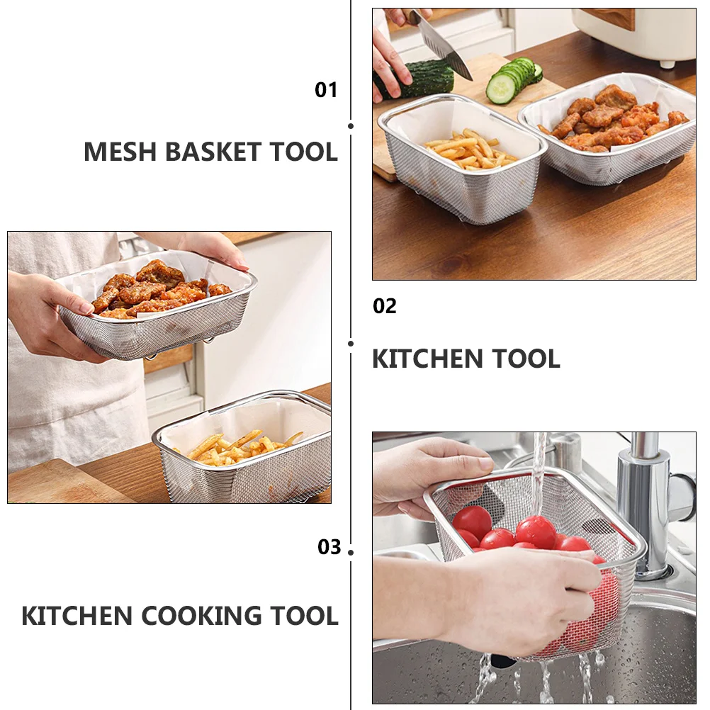 

1Pcs Stainless Steel Cooking Fry Basket Heavy Duty Mesh Strainer for Fried Food Storage Kitchen Restaurant Fryer Tool