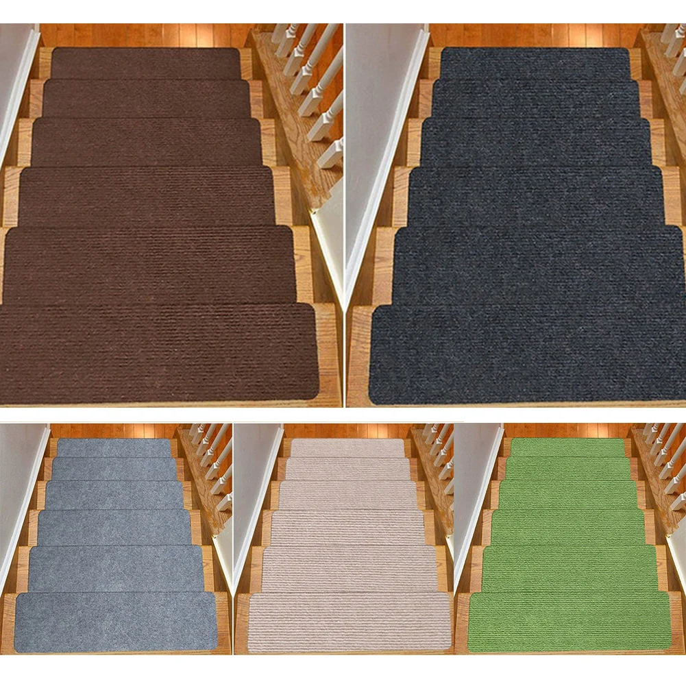 1/5pcs 76x20cm Non-slip No Noise Solid Wood Carpet Stair Treads Floor Stair Protectors Device Wash Mat For Kids Pets Safe