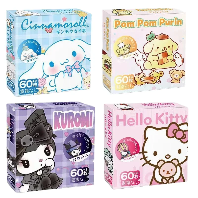 Pegatina de dibujos animados de bolsillo Sanrio Kuromi Melody Cinnamon Roll, pegatina impermeable de HelloKitty, pegatina decorativa de Material lindo, regalo