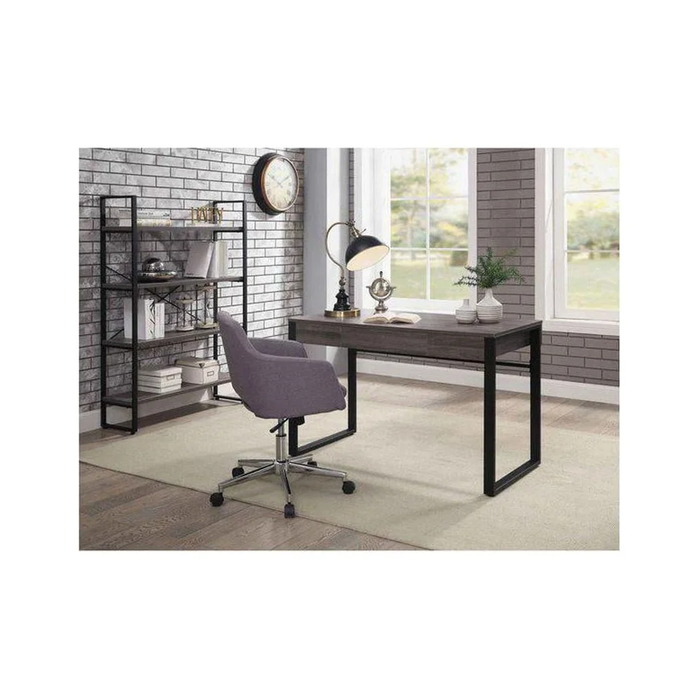 Modern Home Office Desk with Sturdy Steel Base Durable Laminate Top Center Drawer Leveling Glide Stability