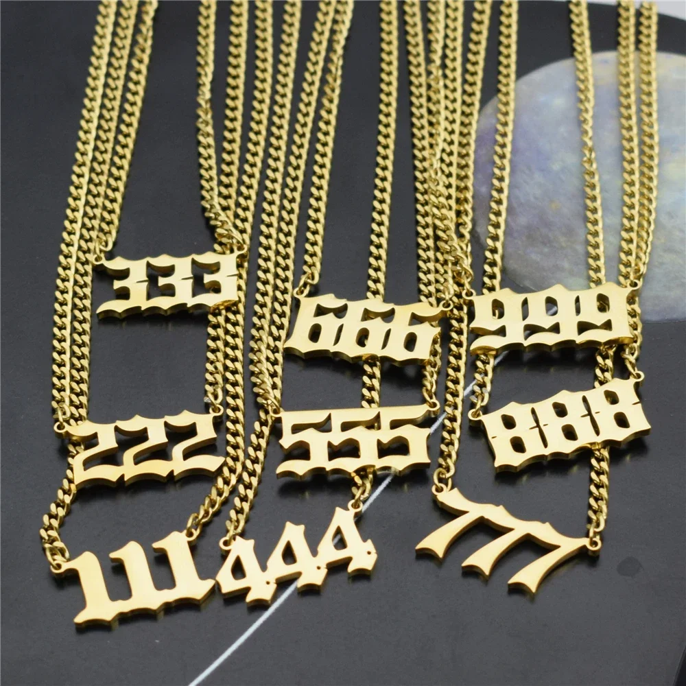 Cuban Chain 111 222 333 444 555 666 777 888 999 1010 1234 Angel Number Necklace For Women Choker Collier Femme Birthday Gift