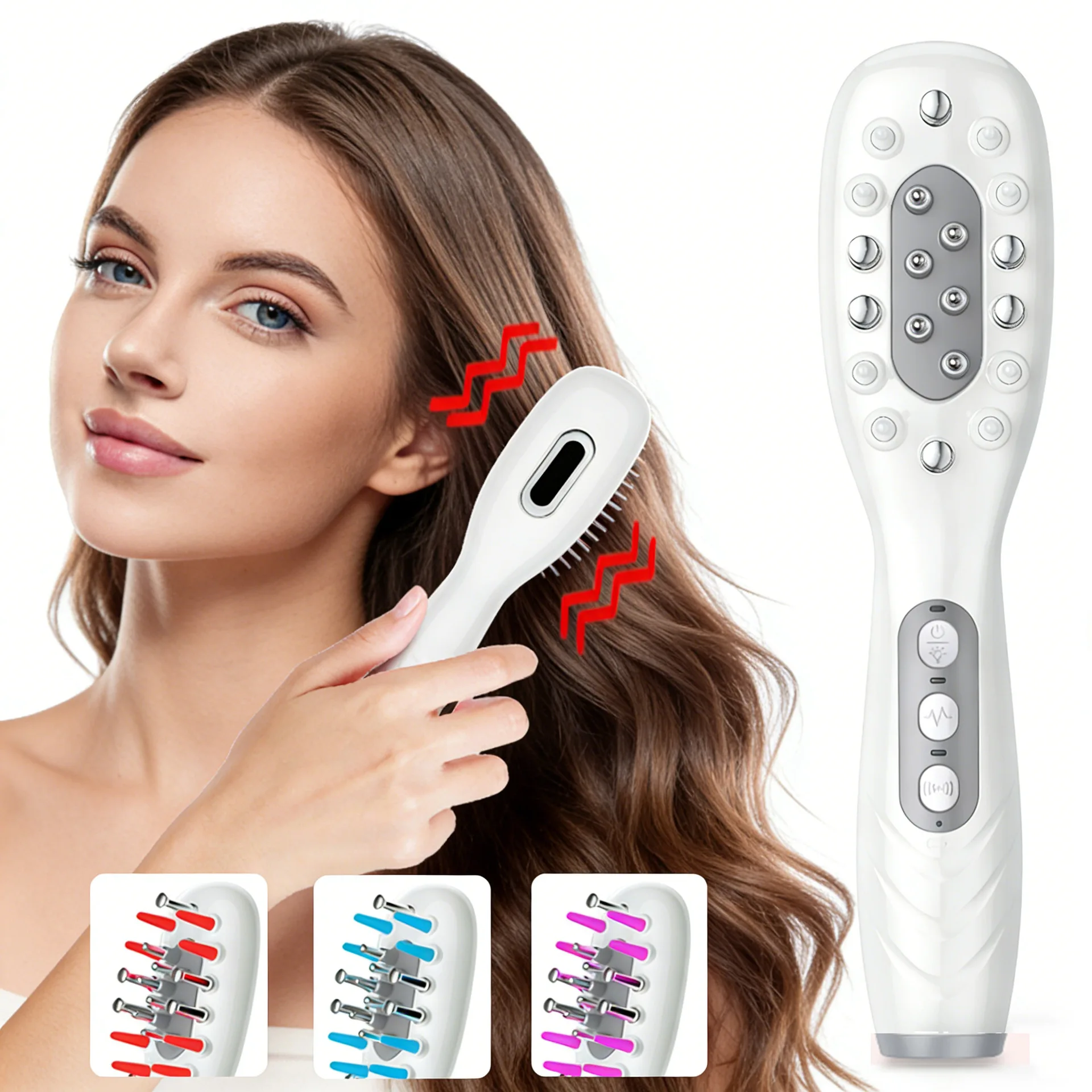 

Smart Sonic High Frequency Hair Comb with Colorful Light Microcurrent Head Massager Tooth Rolling Massage Hair Care Device