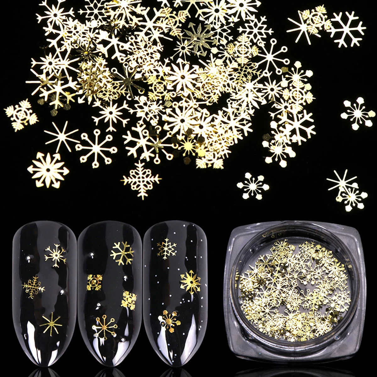 

3 Bottles Nail Art Patch Set Party Decorations Stickers Applique Toenail Christmas Decal Snowflakes Decals Plastic Sequins