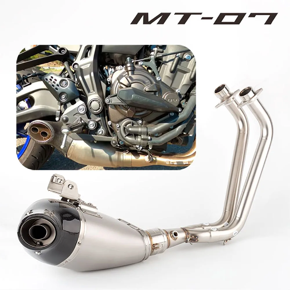 MT-07 FZ-07 Motorcycle Full Exhaust System Escape Modified Muffler Front Link Pipe With DB Killer For YAMAHA MT07 FZ07 2015-2023