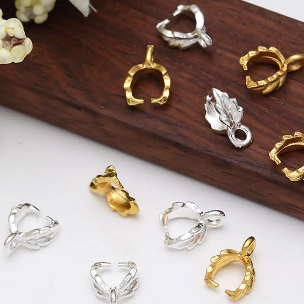 

100 pcs Alloy Pendant Charms Leaf Buckle Shape Hanging For Diy Jewelry Necklace Making Silver Durable Metal Mini Hole Design
