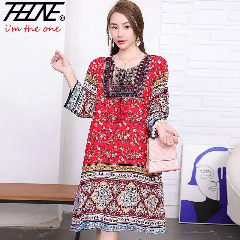 

Vestidos De Mujer Summer Dress Women Embroidery Beach Style Pullover Indie Folk Cotton Holiday Casual Loose Long Maxi Dresses