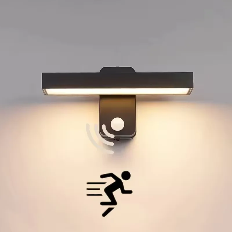 Waterproof Led Wall Lamp Outdoor Motion Sensor Wall Light Rotatable Porch Lights Exterior Garden Decoration Balcony Wall Sconces
