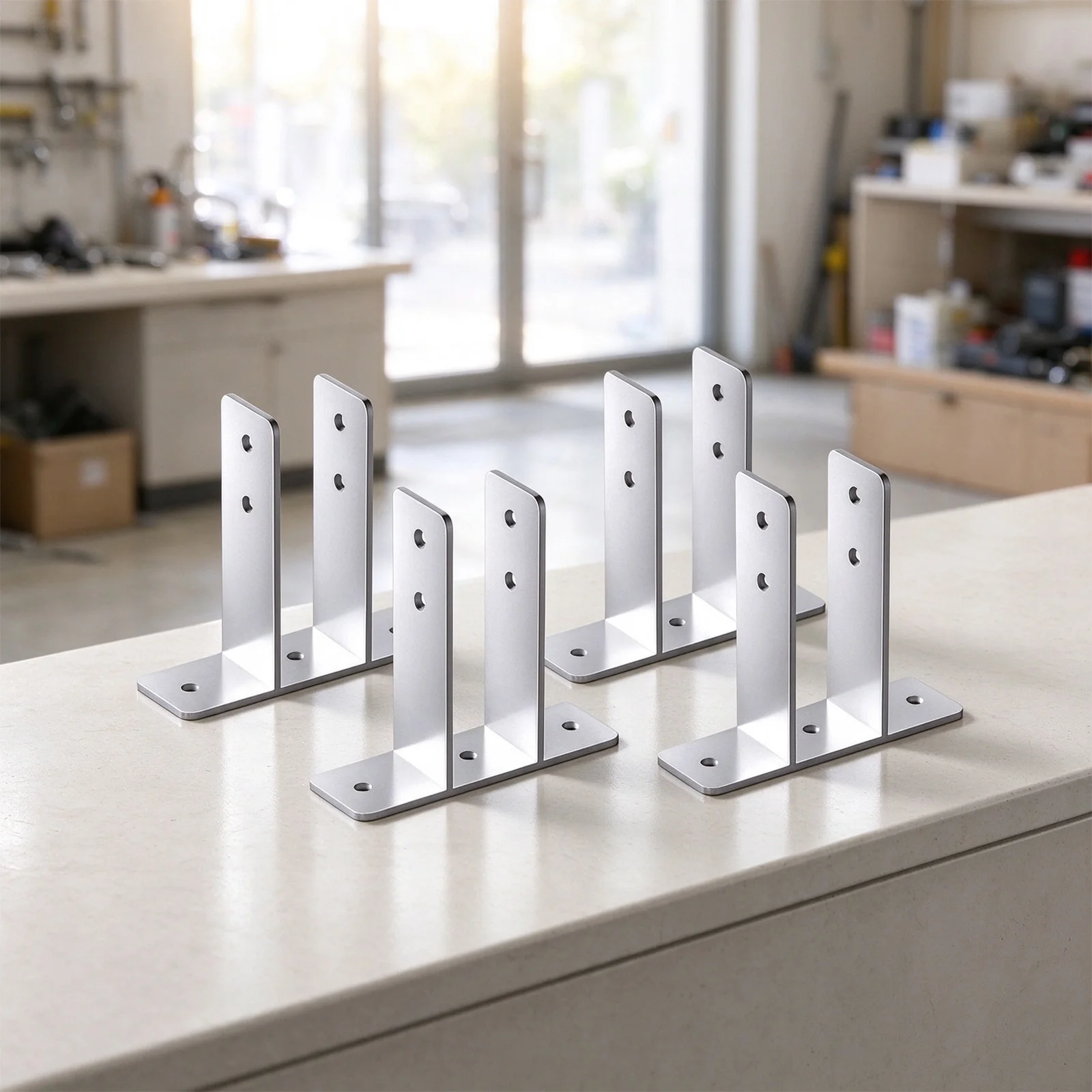Wall Mount For Urinal Screen Brackets 4pcs Carbon Steel with 3 Base and 2 Arm Holes for Stable Panel Positioning