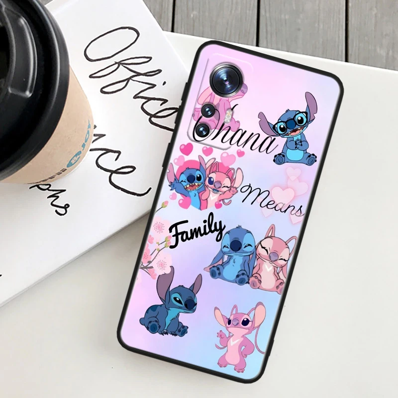 Disney Stitch Angie For Xiaomi Mi 13 12T 12S 12X 11i 11X 11T Play HyperCharge Lite Ultra Pro Black Soft Phone Case